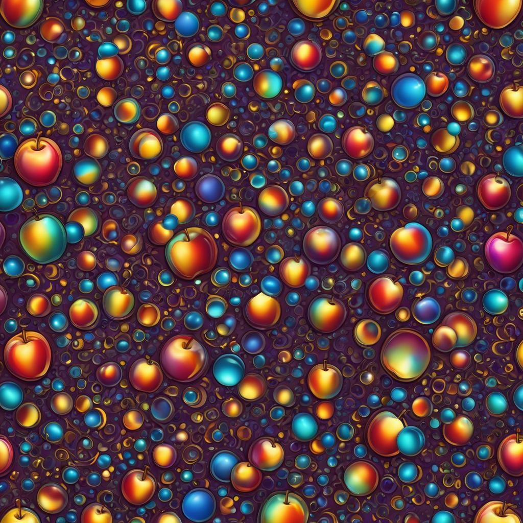 Radiant Rainbow Glass Apple in Matte Painting Style