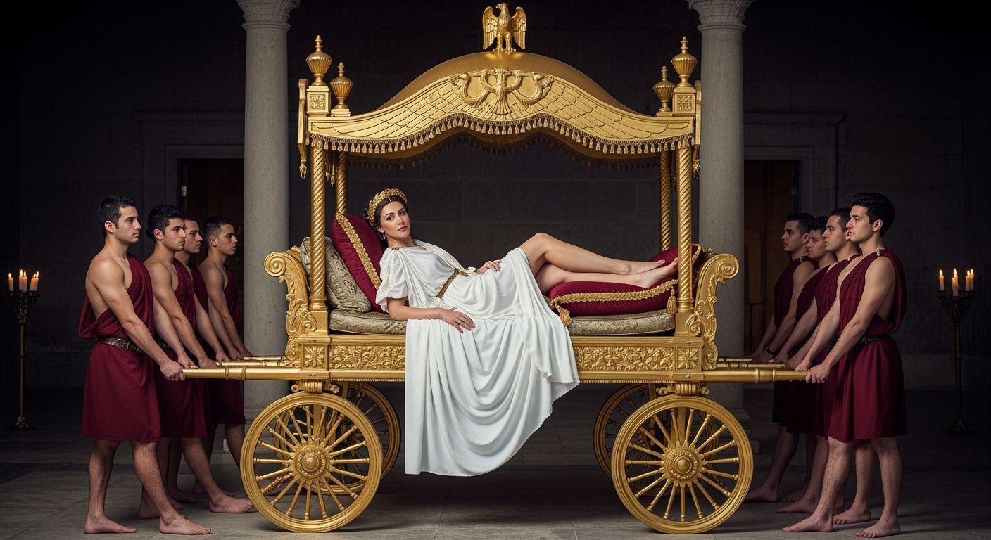 Roman Empress Lounging on Imperial Litter Divan