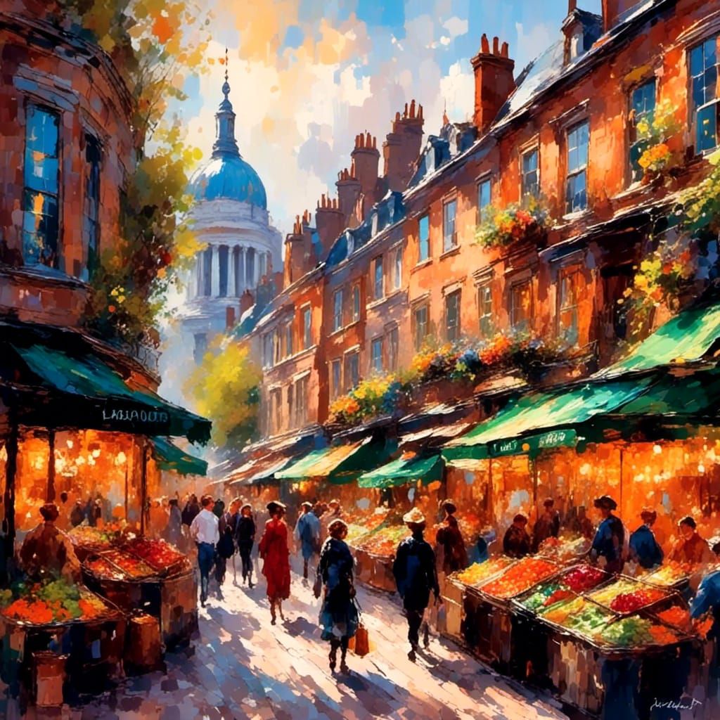 A British Flavour Gouache Afternoon Market