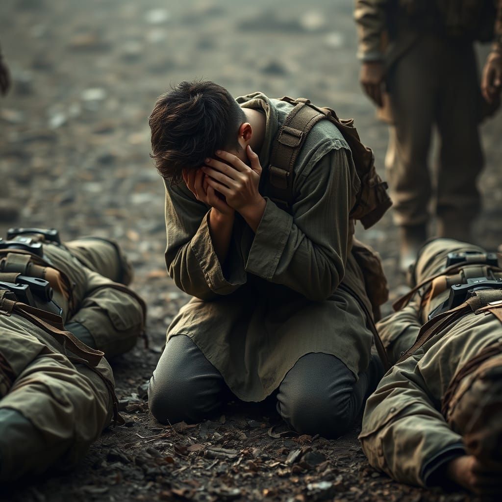 Mourning Soldier in Earth Tones