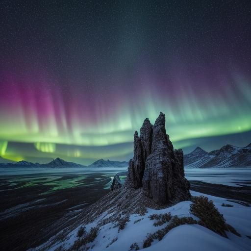 Crystal Metronome in Tundra, Digital Art Masterpiece