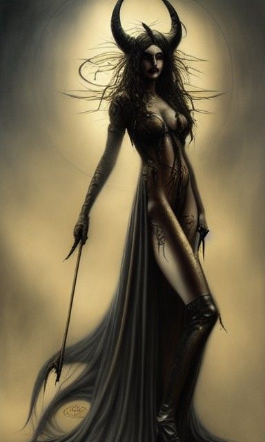 Sensual Satanic Queen with Wings, a Digital Illustration