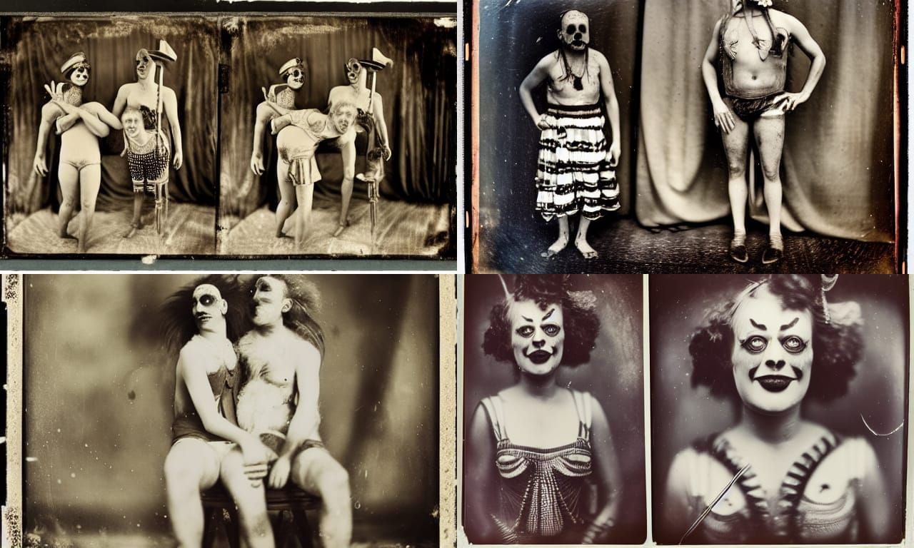 Vintage Carnival Freak Show: 1930s Wet Plate Photo