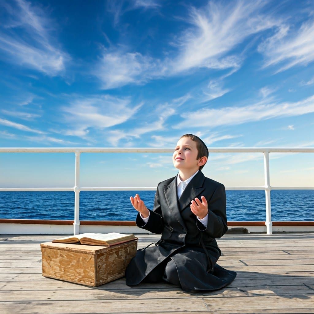 Boy in Traditional Clothing Expressing Gratitude