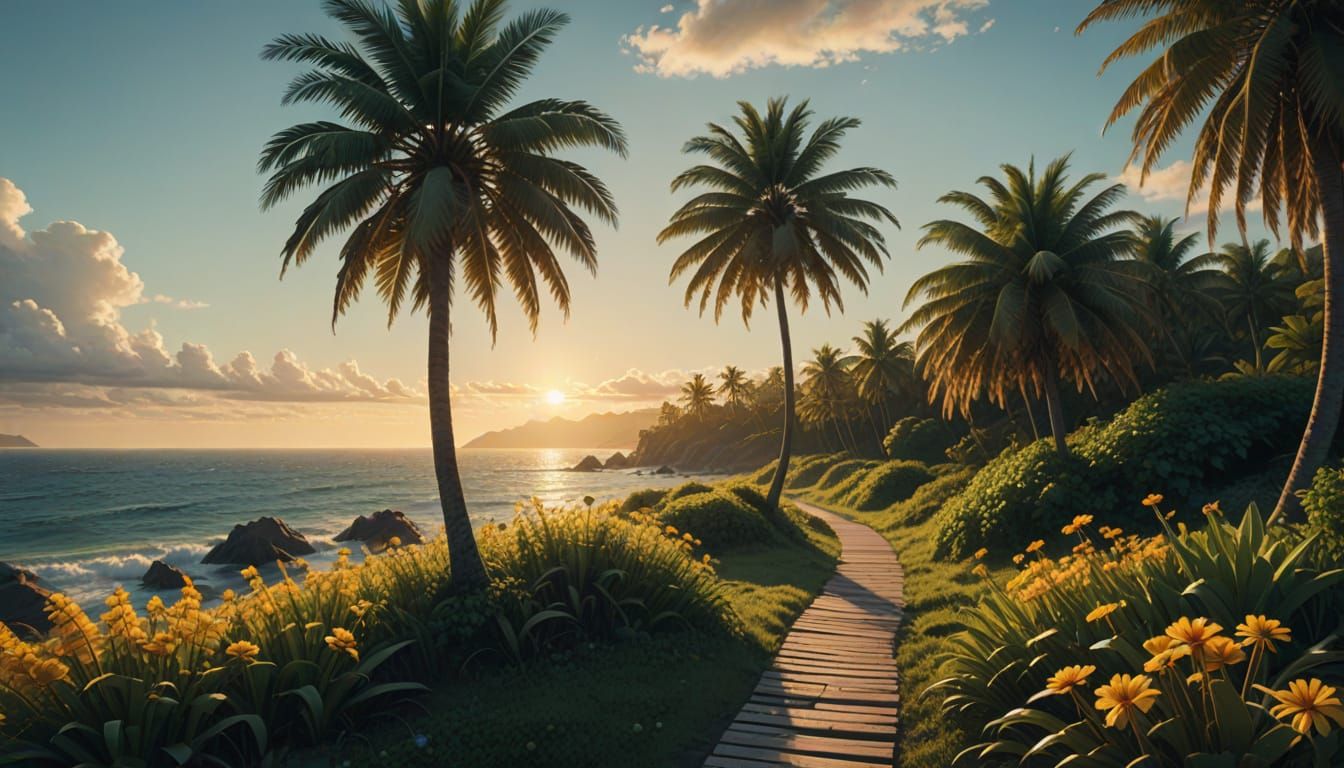 Piano Key Path to Paradise: Digital Art