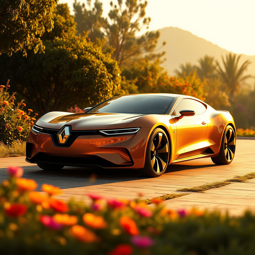 Solarpunk Renault Muscle Car Concept in Utopia