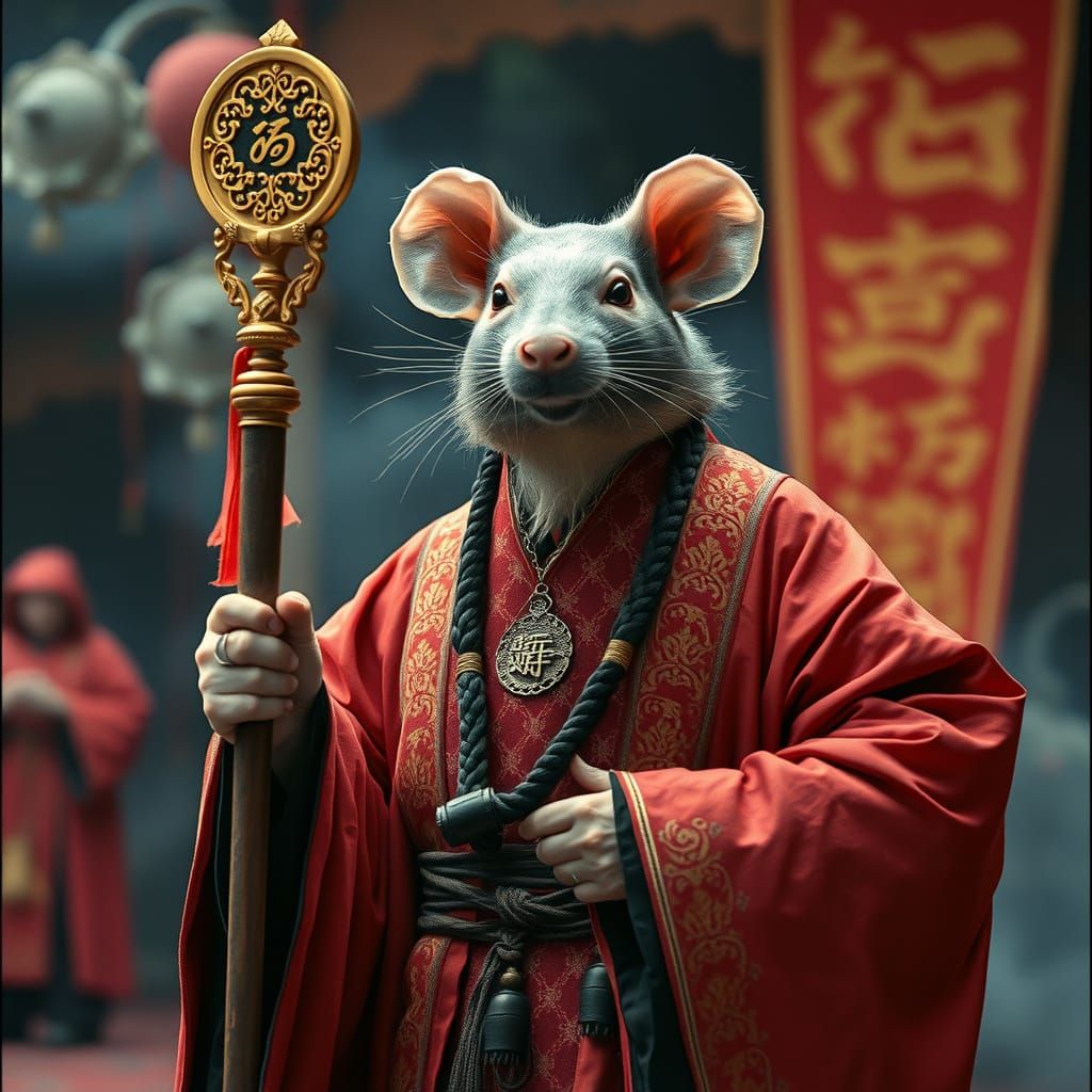 Rat Zodiac Cleric in Mystical Fantasy World