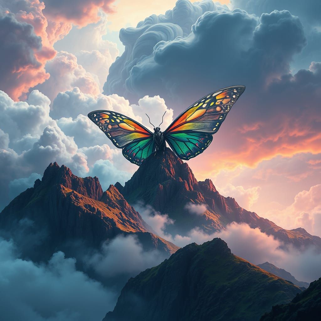 Majestic Mothra Reigns Over Futuristic Mountains