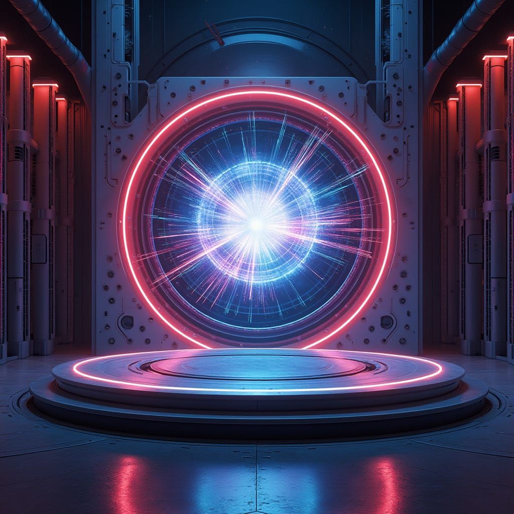 Sleek Futuristic Stage with Luminous Emission Monitor