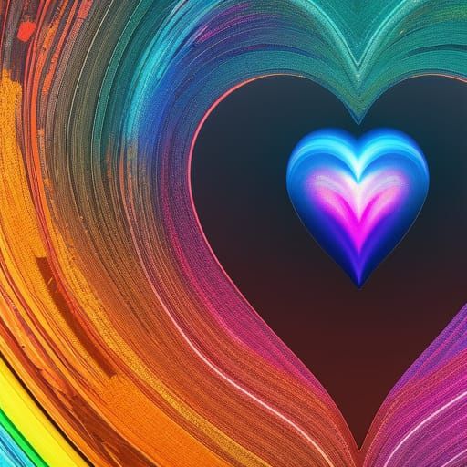 Broken Rainbow Heart with Obsidian Cracks