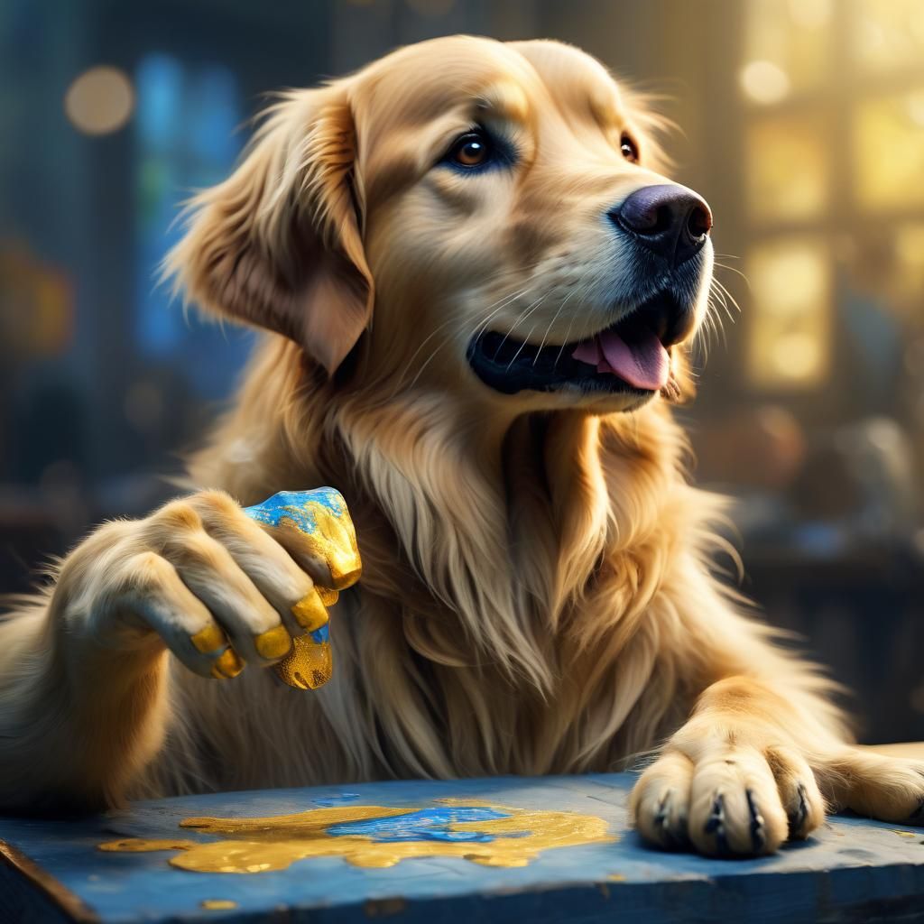 Golden Retriever Voting in Fauvist Style