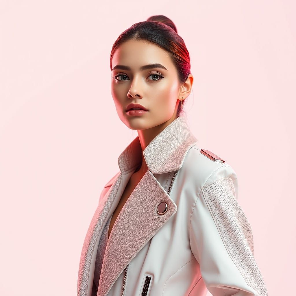 Ethereal Fashionista in Futuristic Chic Coat