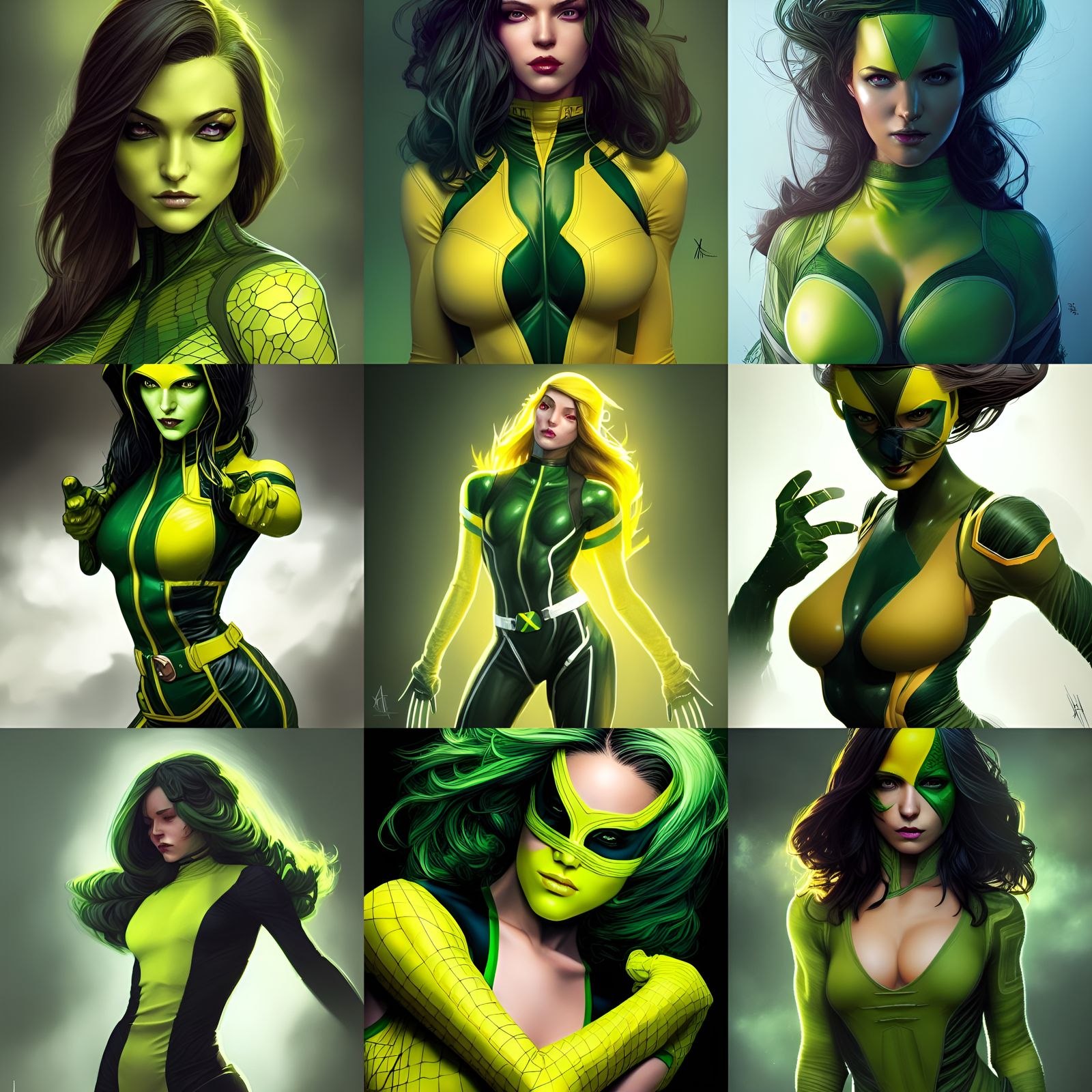 Beautiful Woman in Green and Yellow Suit