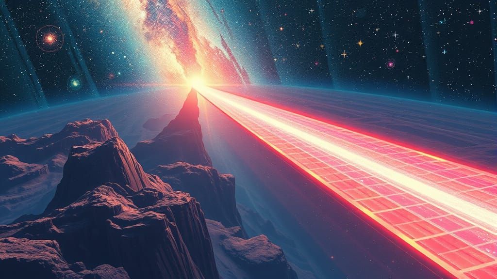 Cosmic Bridge Connecting Galaxies in Surreal Style