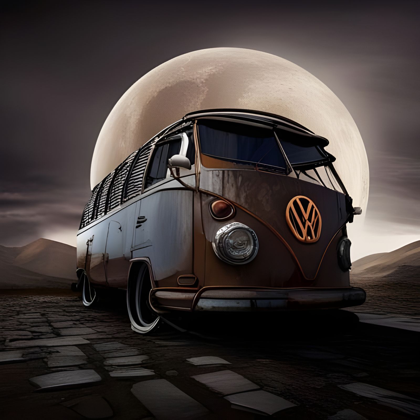 Steampunk VW Bus in Industrial Fortress Style