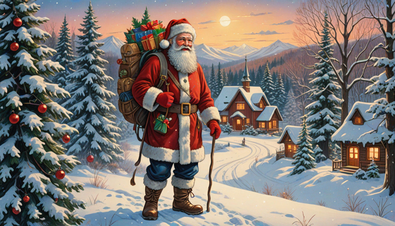 Traditional Orthodox Christmas Scene in Whimsical Colored Pe...