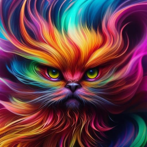 Furry Chibi Animal in Pink Explosion: Digital Art