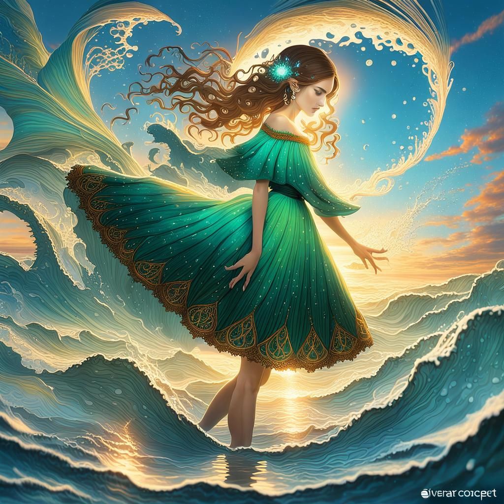 Enchanting Girl with Water Powers Concept Art