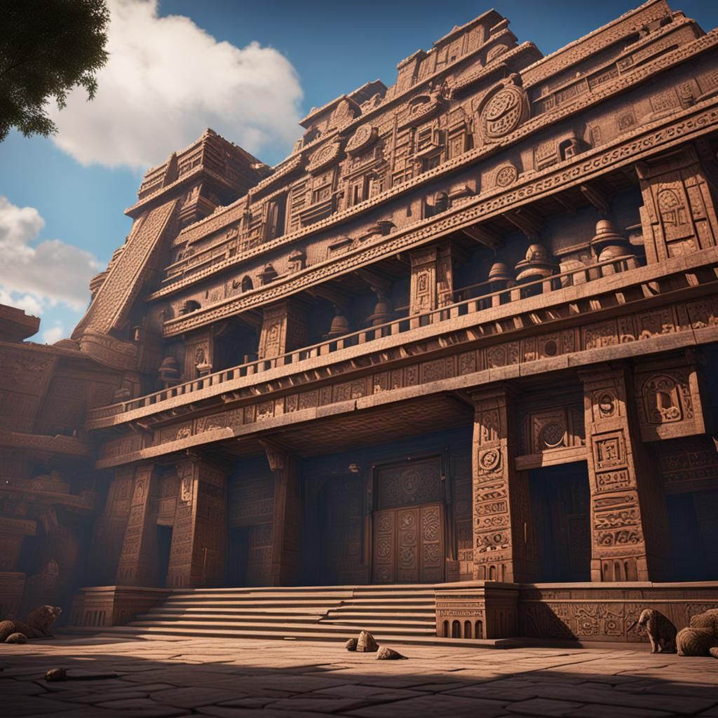 Aztec Senate Building in the Industrial Age: Matte Painting