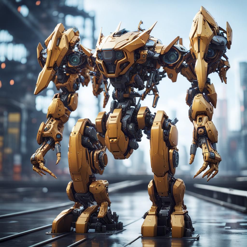 Futuristic Digimon Mech in Sci-Fi Scene