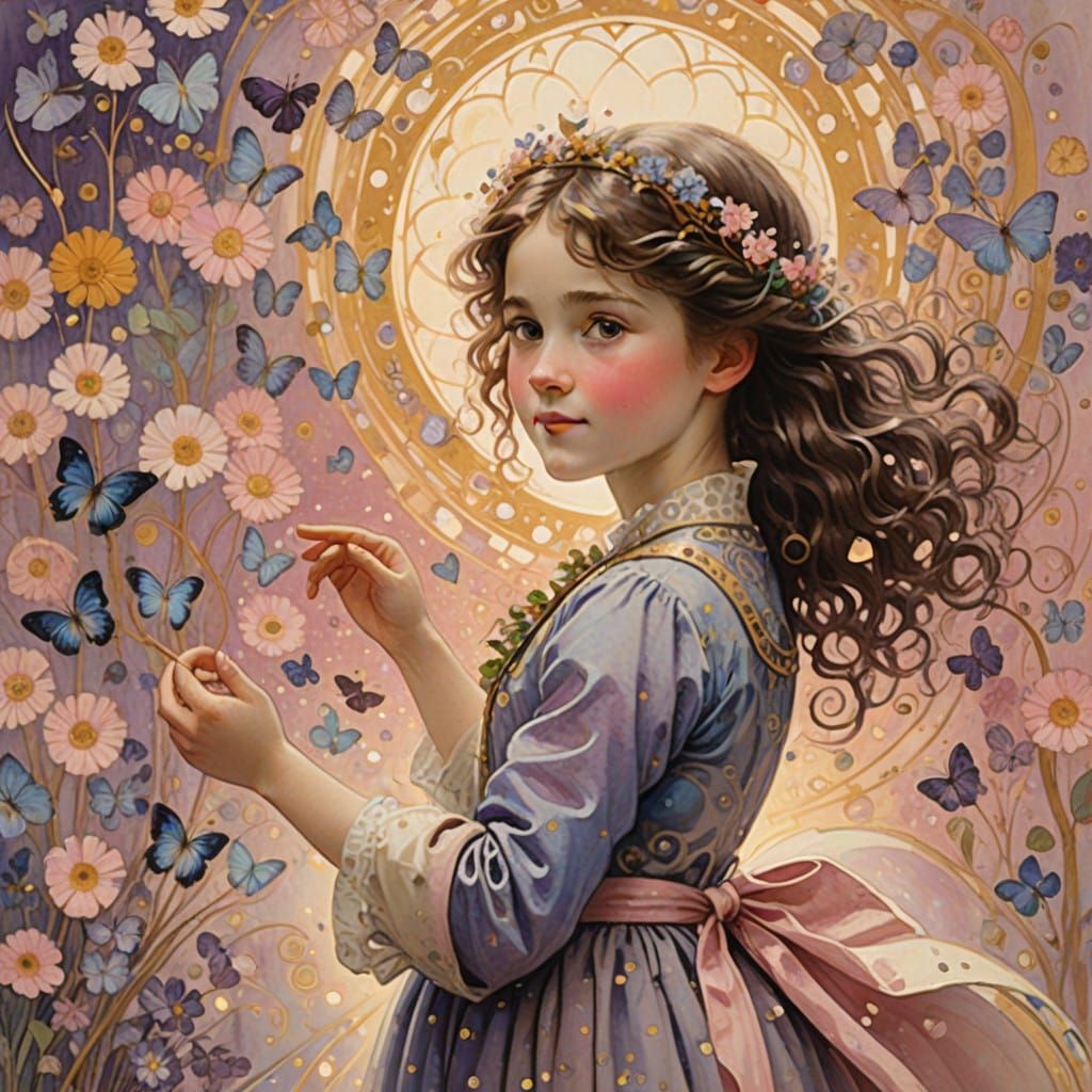 Whimsical Girl in Pastel Paradise