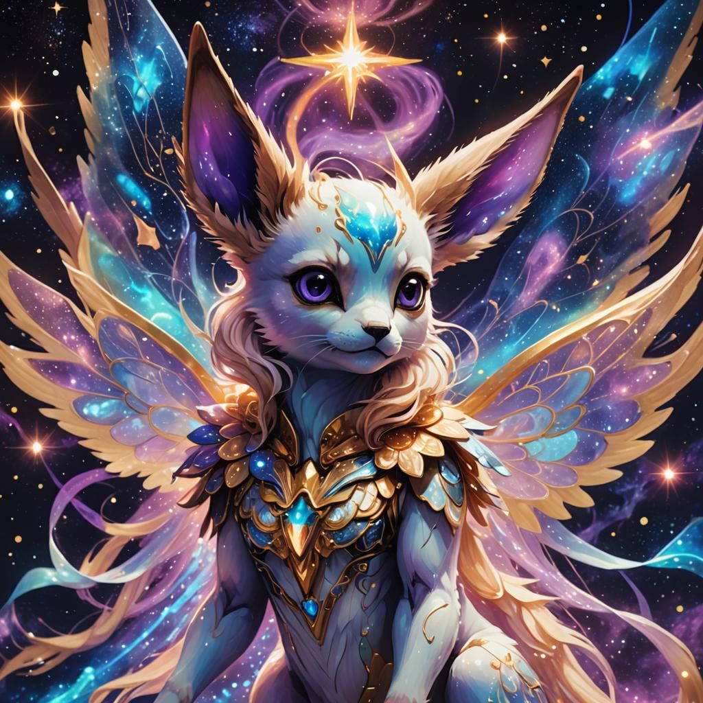 Cosmic Surrealist Eevee with Seraphim Wings