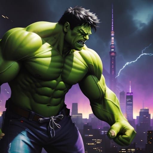 Hulk Smashes in Comic Book Style Concept Art