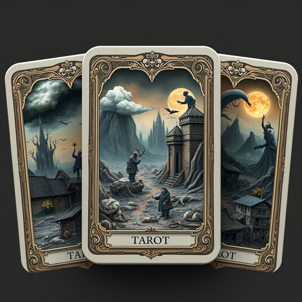 Surreal 3D Tarot Deck with Dreamlike Landscapes