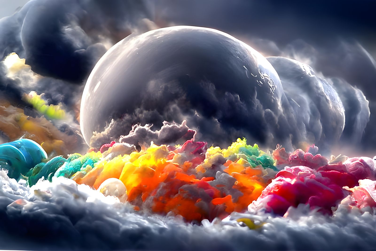 Majestic Storm with Nimbus Clouds in Ghibli Style