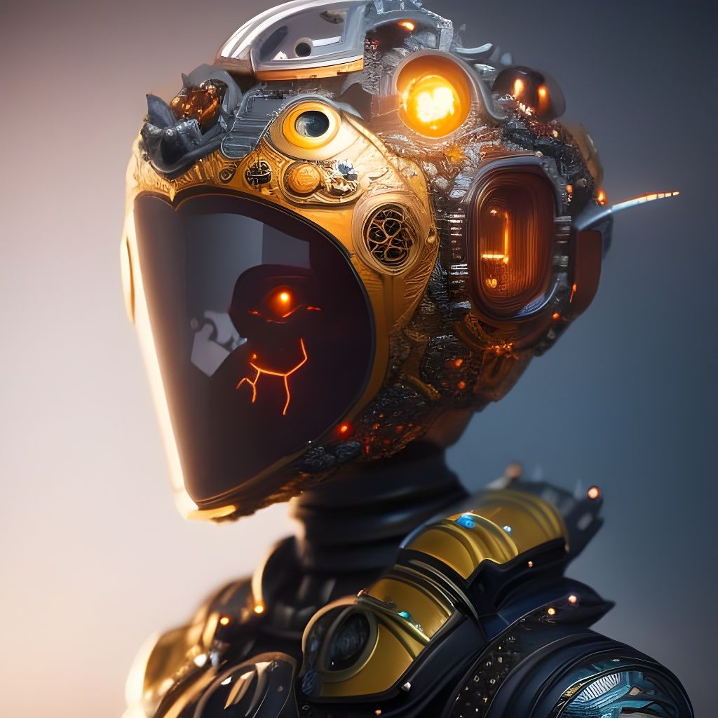 Skeleton Wookie Demon with Crystal Phoenix, Cyberpunk Knight