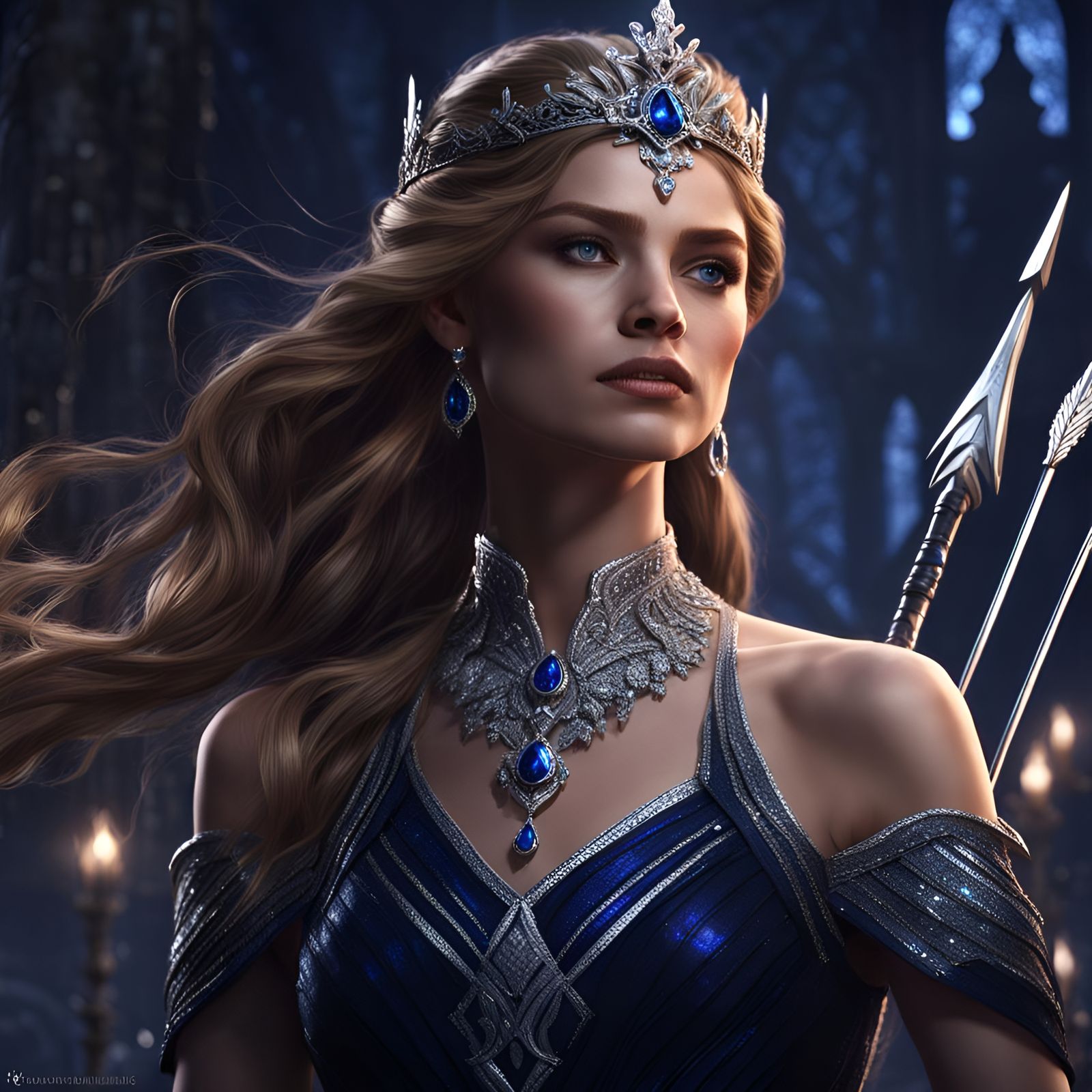 Feyre Archeron in Shimmering Dress with Bow
