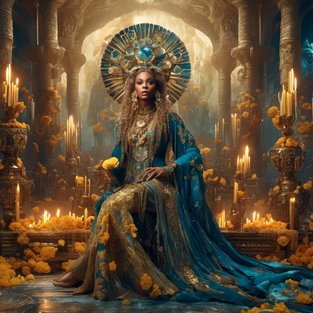 Beyoncé as High Priestess in Tarot Card Art