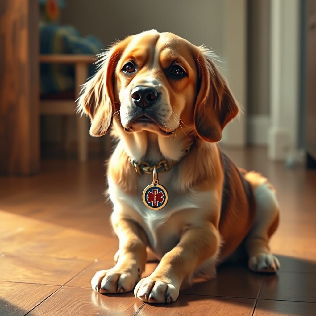 Golden Retriever in Warm, Cozy Home
