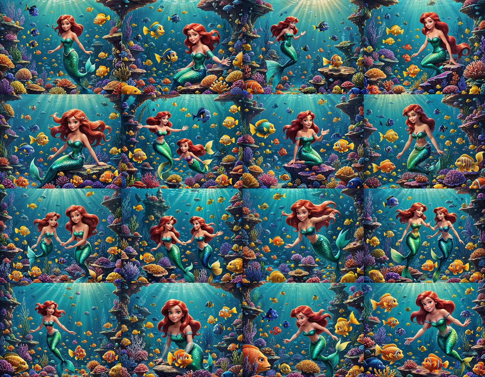 Ariel, Flounder, and Nemo Meet in Underwater Kingdom