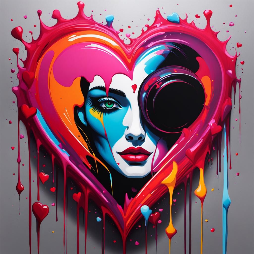 Colorful Valentine Graffiti Art in Splash Style