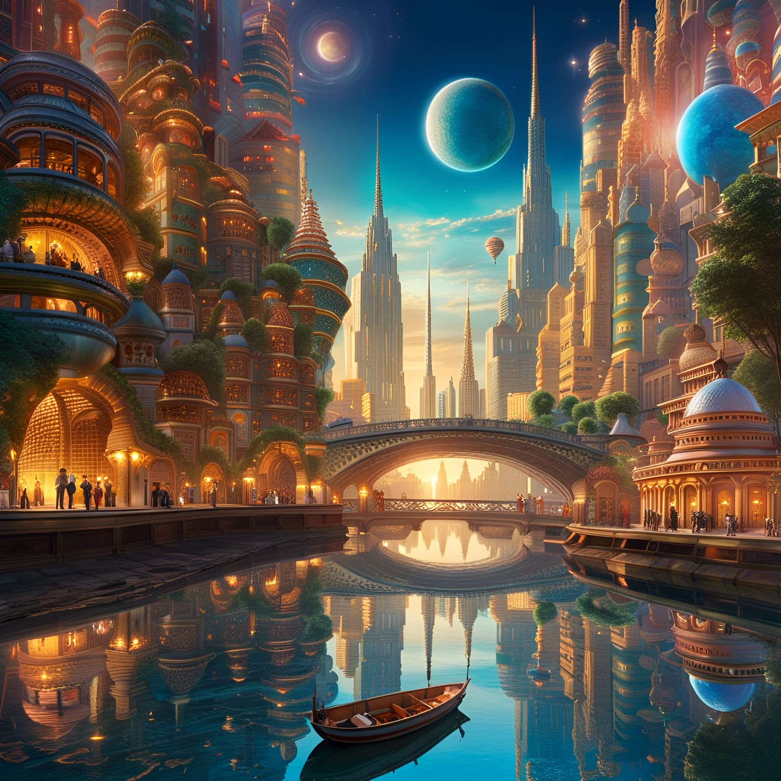 Utopian City Reflecting Galactic Patterns