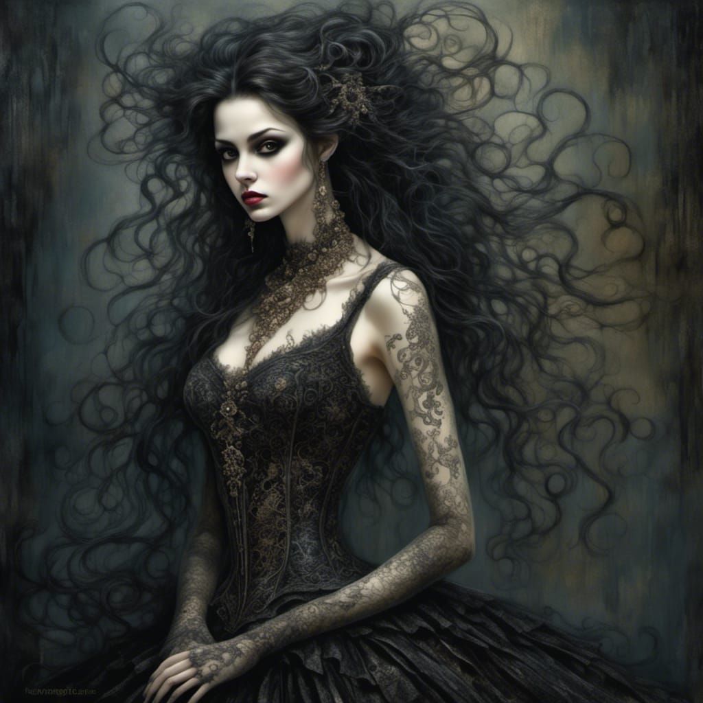Dark Rose Portrait in Luis Royo Style