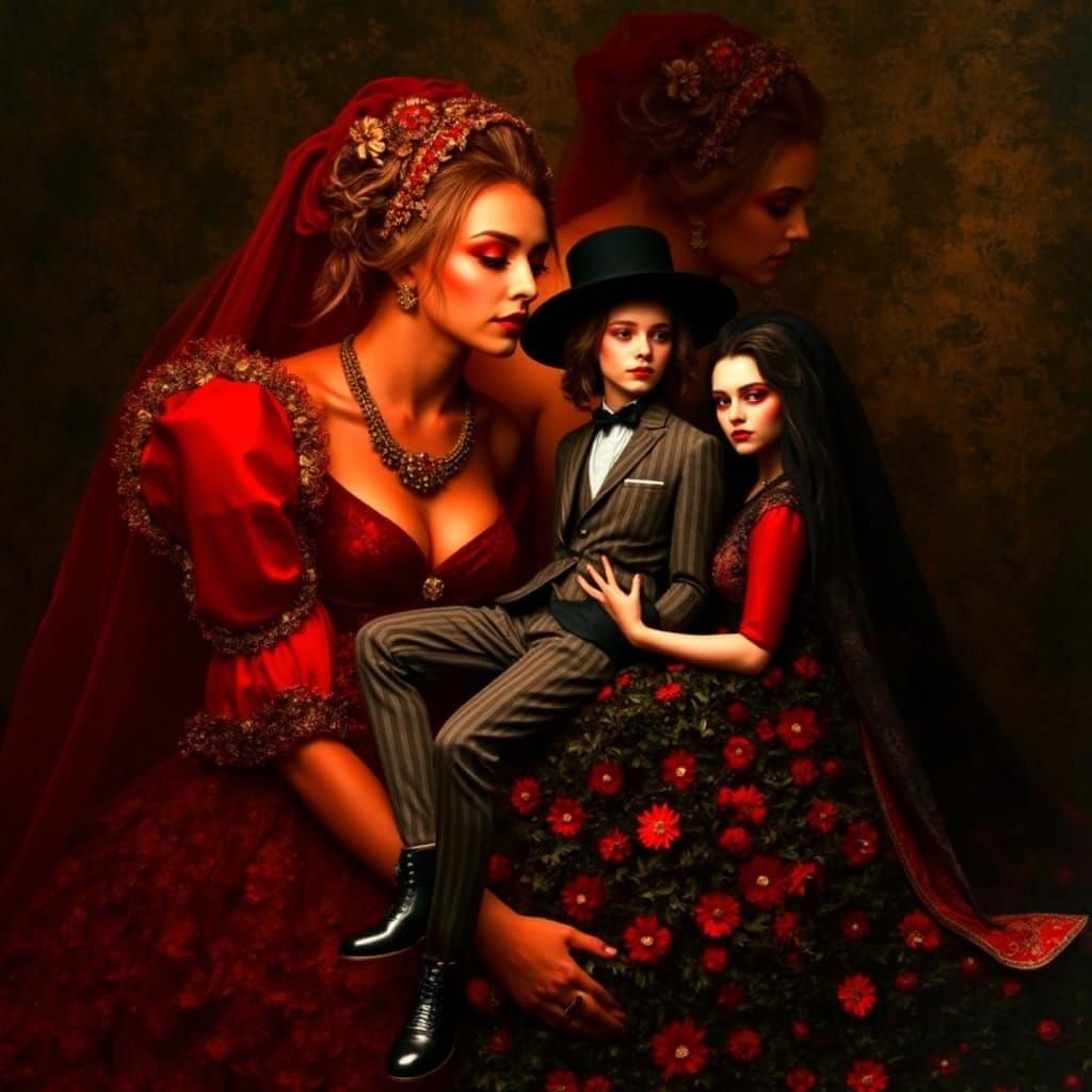 Opulent Masterpiece with Triadic Colors and Whimsical Sensua...