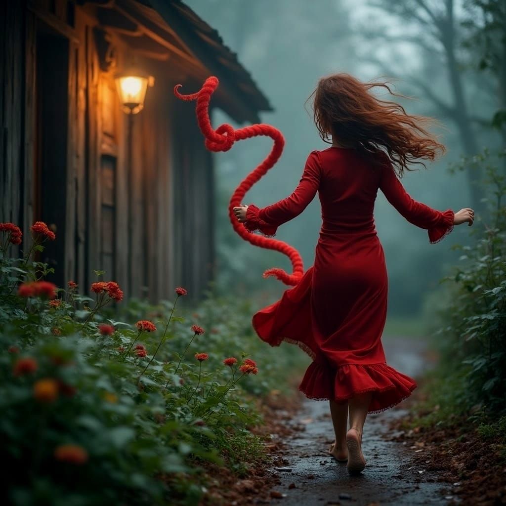 Abstract Red Swirls and Twists