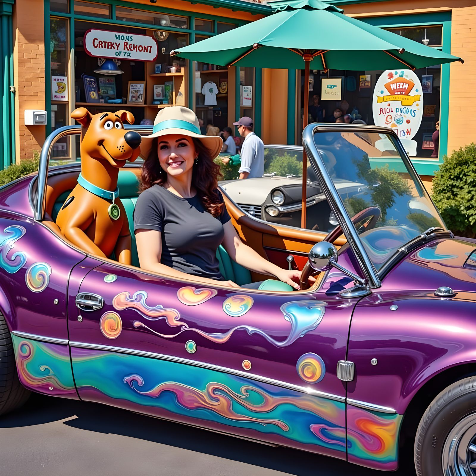 Purple Beach Buggy with Scooby-Doo Plush