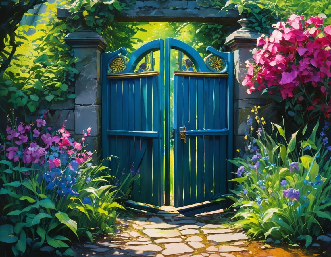 Enchanted Garden Oasis in Soft Evening Light