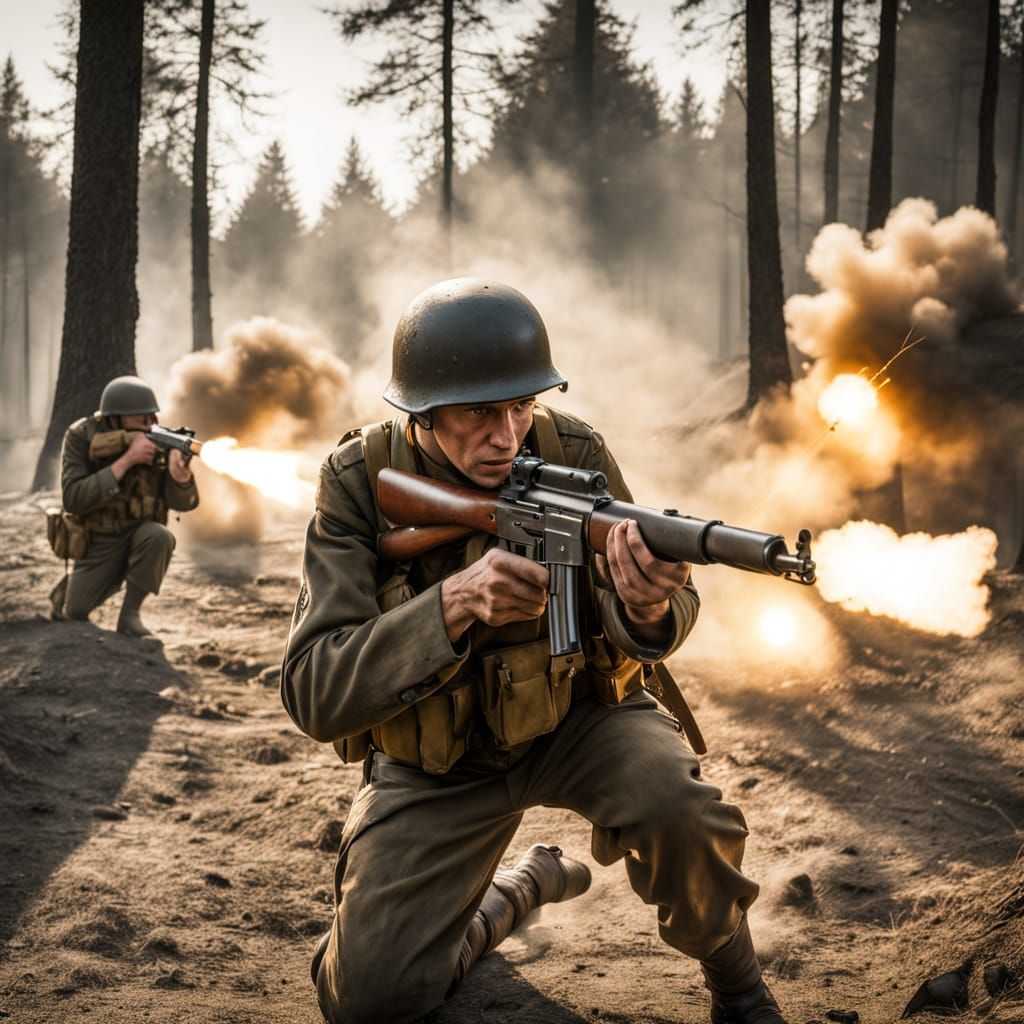 Gritty WWII German Soldier in Action