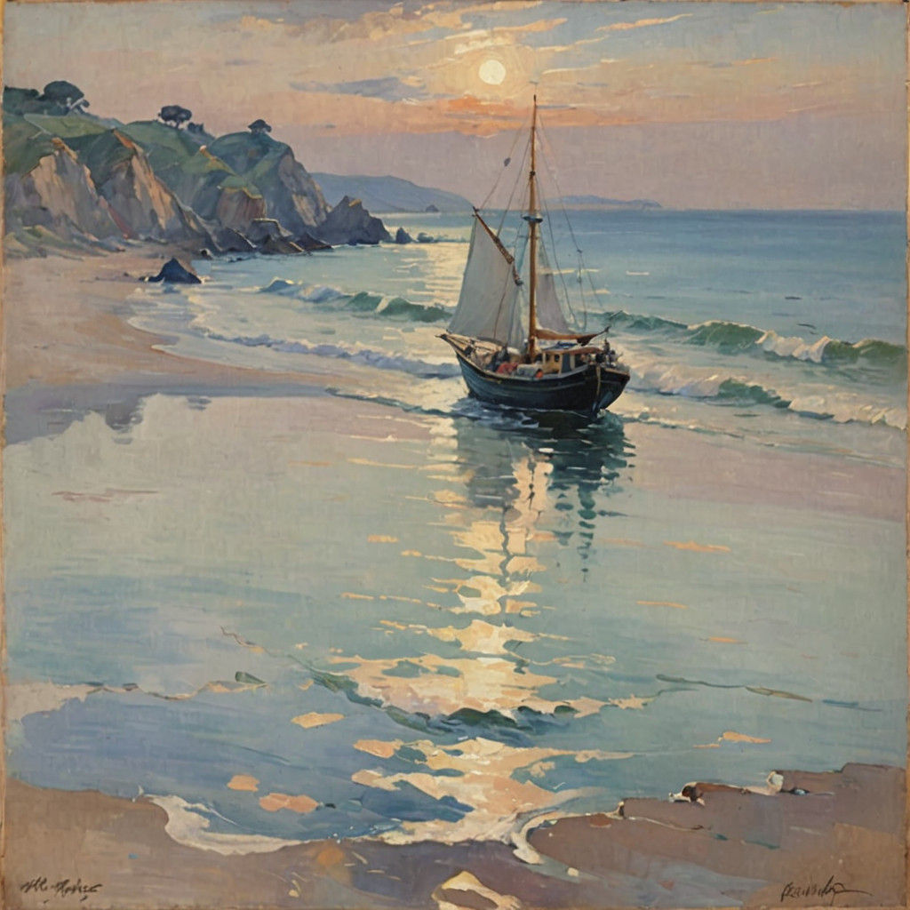 Impressionistic Pastel Seascape Painting