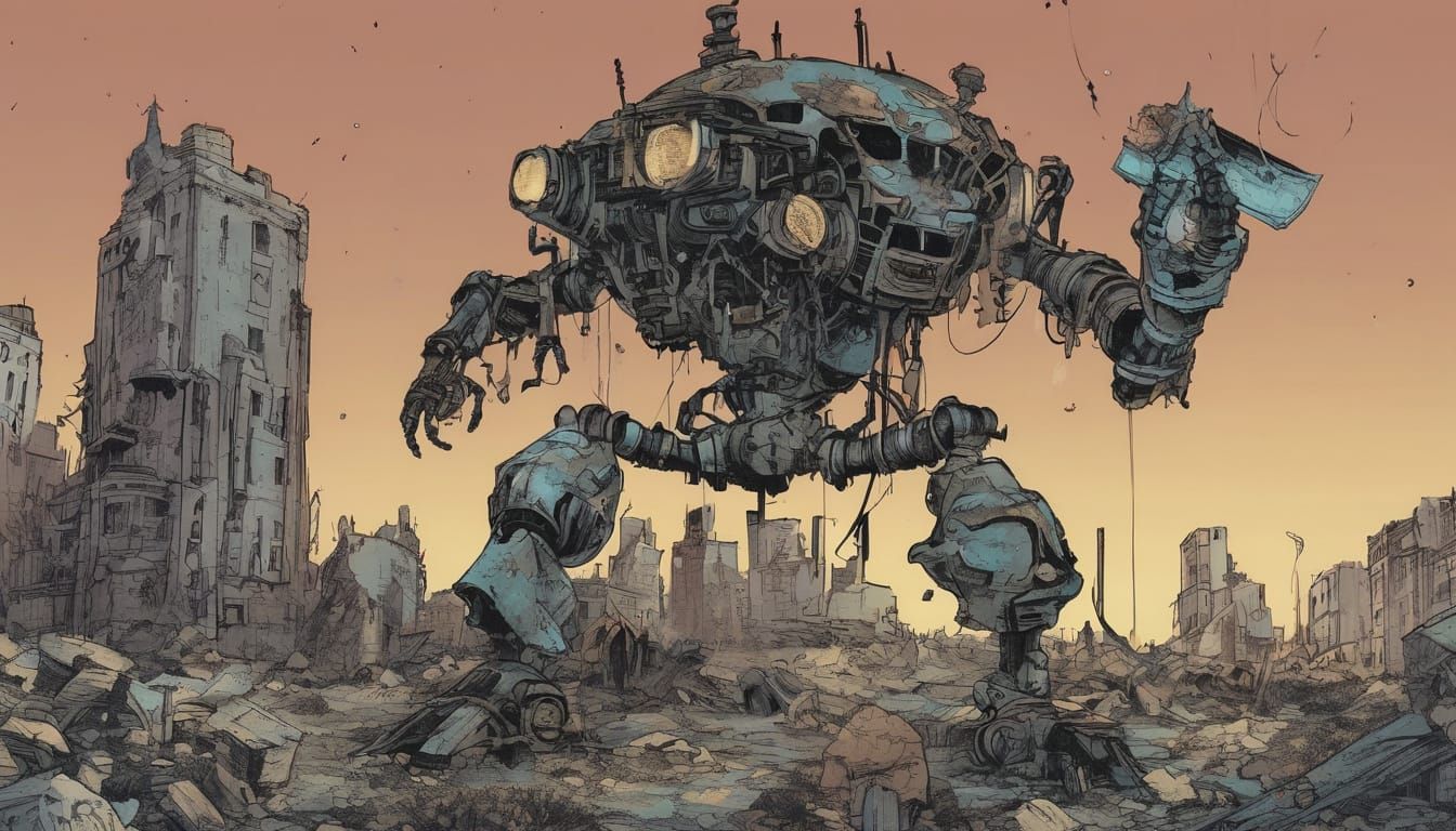 Ancient Automaton Guardian in Ruined Metropolis
