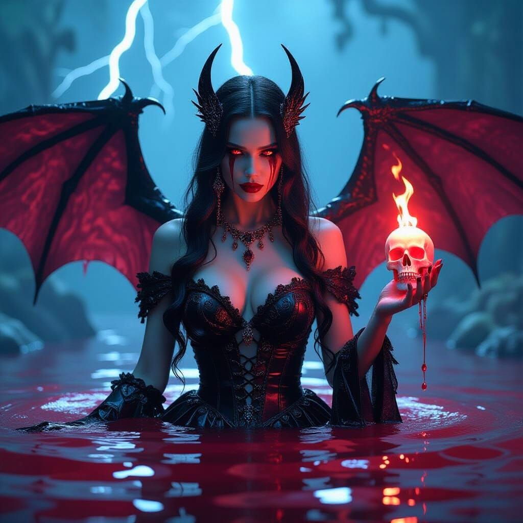 Vampire Goddess Emerges in Gothic Cinematic Style