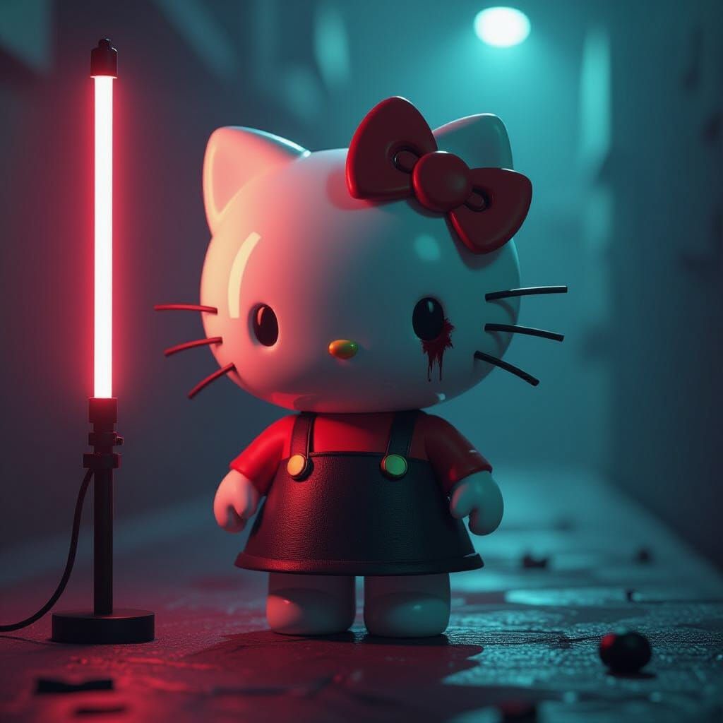Eerie 3D Hello Kitty Horror with Dark Melody