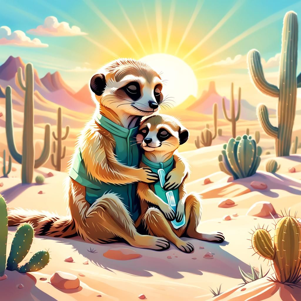 Meerkat Hugging Sun Cream in Pastel Desert