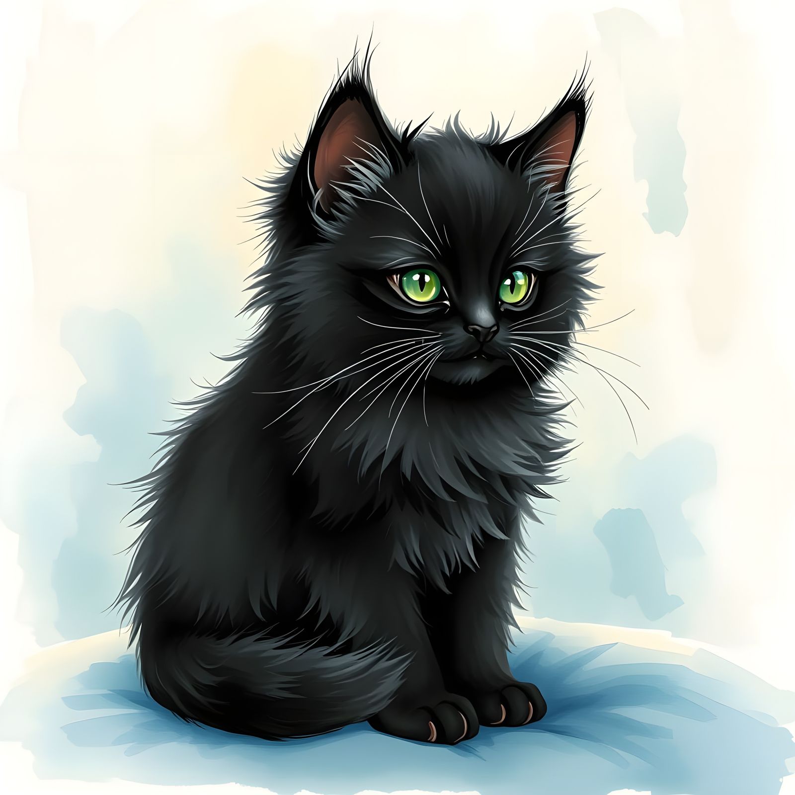 Charming Kitten in Dreamy Watercolor Style