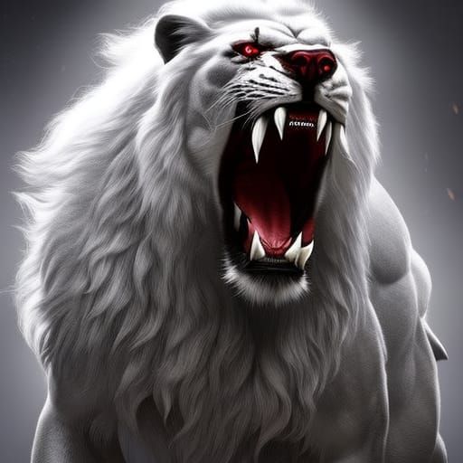 Feral White Lion Werewolf Blood Hunter: Dark Fantasy Art
