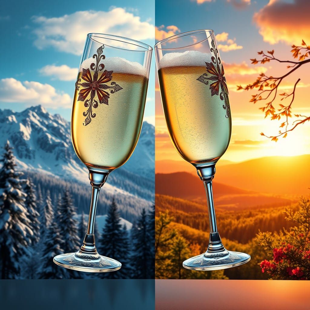 Celestial Toast: Winter and Summer Worlds Unite in Festive C...